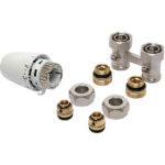 Honeywell T4 thermostatische kranenset voor geïntegreerde universele radiator 1/2"-3/4" + rechte 16mm aansluiting