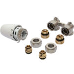 Honeywell T4 thermostatische kranenset voor geïntegreerde universele radiator 1/2"-3/4" + aansluiting 16mm hoek