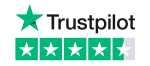 Trustpilot logo featuring a green star and five green rating tiles, with the last tile partially grey, symbolizing reviews.